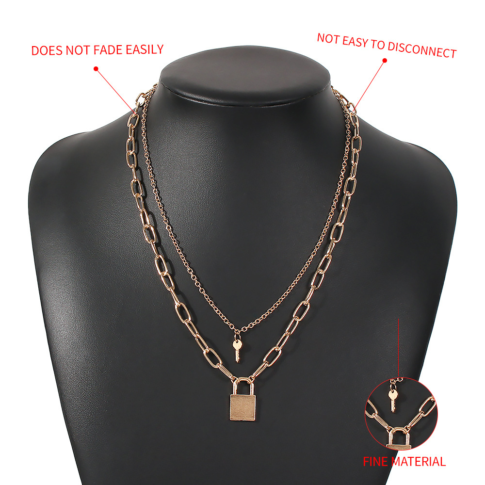 Collar Exagerado Punk Creativo Simple Con Cerradura De Llave De Doble Capa display picture 5