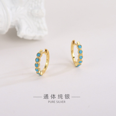 s925 Sterling Silver Japan and South Korea Diamond peas Earrings personality fashion Trendsetter Simplicity Backing One piece On behalf of