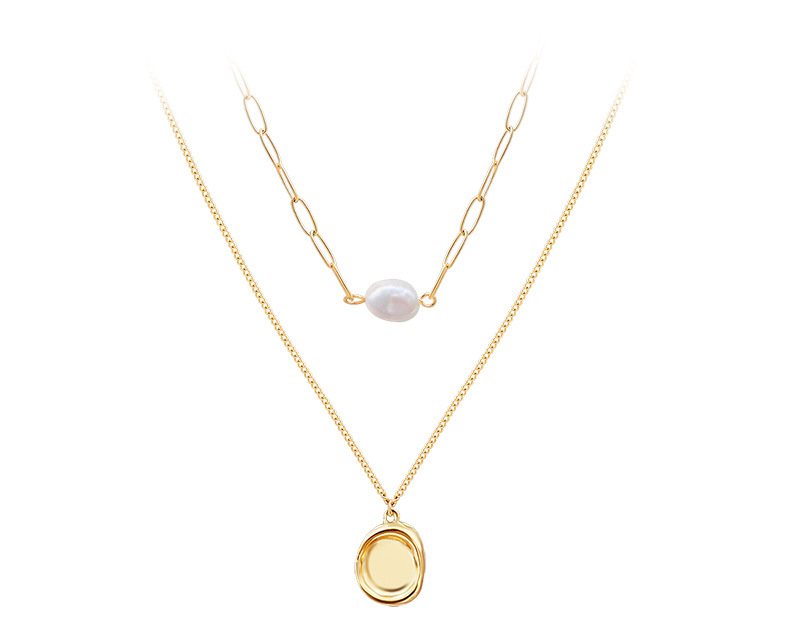 Bump Pendant Double Layered Freshwater Pearl Necklace display picture 2