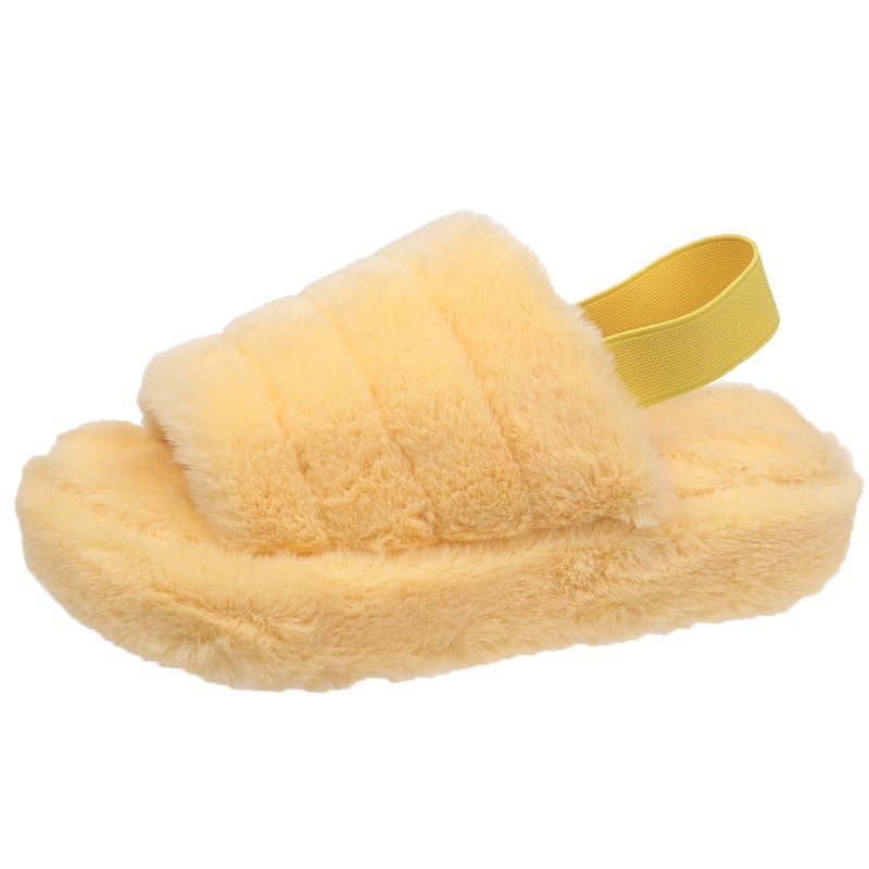 Women Fleece Plush Closed-Toe Open-Toe Summer Indoor Comfortable Cushioned Machine Washable House Shoes Indoor Shoes_voghion.com