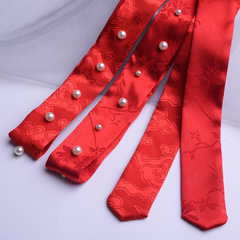 Wholesale Song Dynasty-style hair accessories Hanfu hair tie pearl accessories red hair tie with hidden pattern hair ribbon ancient style ornaments