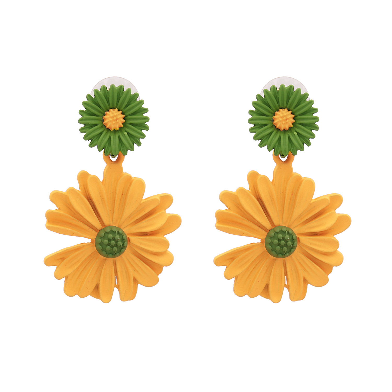 Korean Fashion Spray Paint Chrysanthemum Earrings Nihaojewelry Wholesale display picture 3