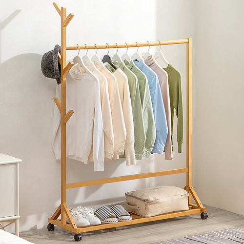 Clothes rack, household trouser rack, children's coat rack, floor-standing solid wood simple and simple modern bedroom clothes rack