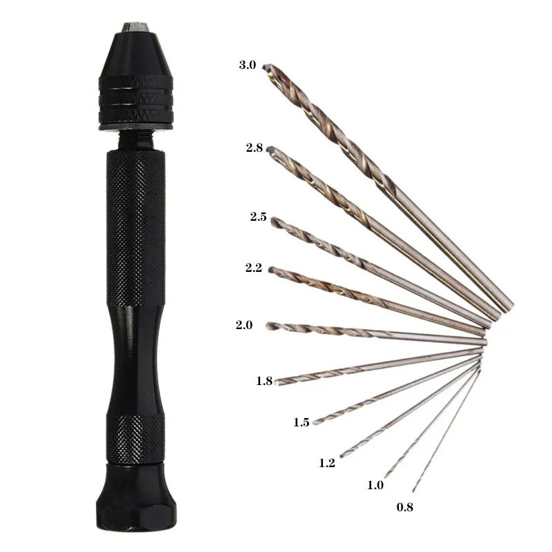 Transfronterizo de Venta caliente manual wenwan herramienta de perforación de mano taladro de 25 piezas de giro taladro de nuez ámbar pulsera punzonado