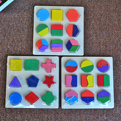 Kids' 3/12 Puzzles and Blocks, 1-3-5 Years Old, Boys and Girls, Early Education, Brain Development, Shape Division Board