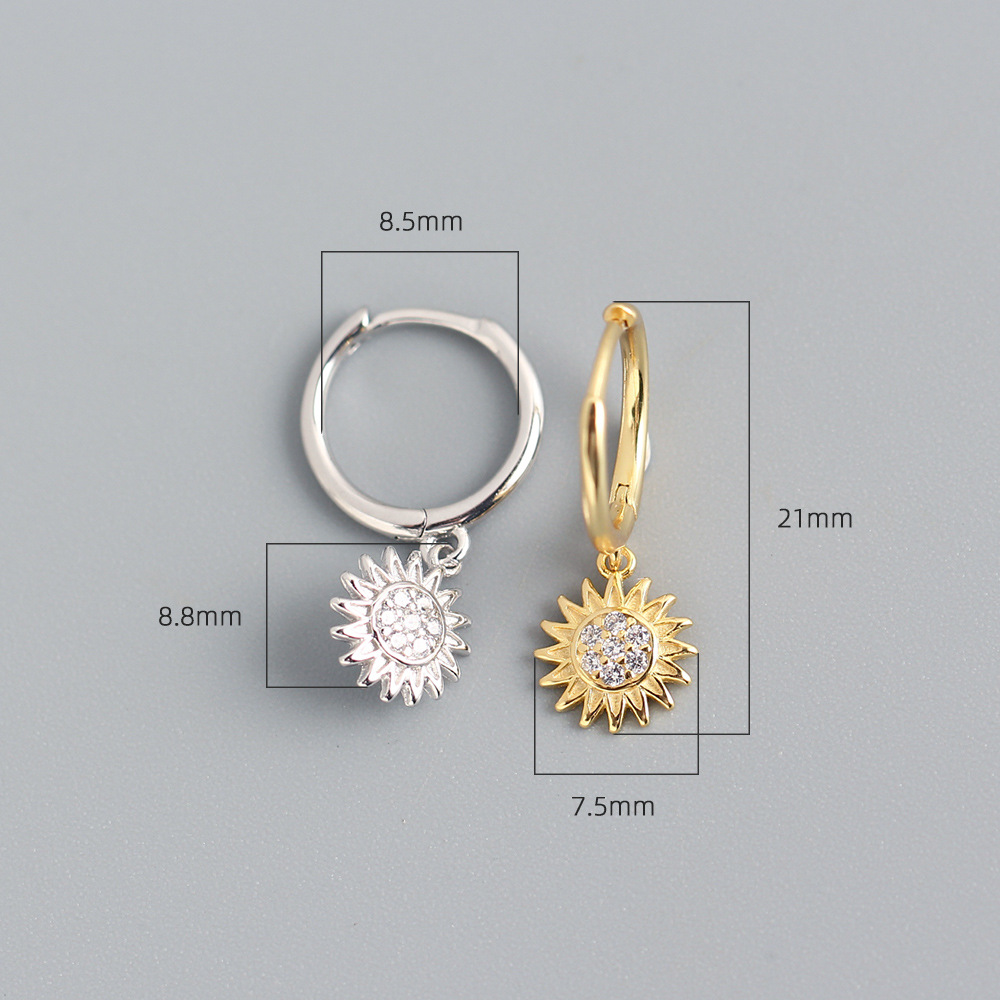 925 Sterling Silver Ear Needle Material 1 Pair 925 Sterling Silver Zircon Flower Earrings