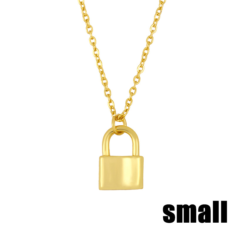 New Fashion Lock Pendant Jewelry Copper Clavicle Chain Necklace For Women display picture 5