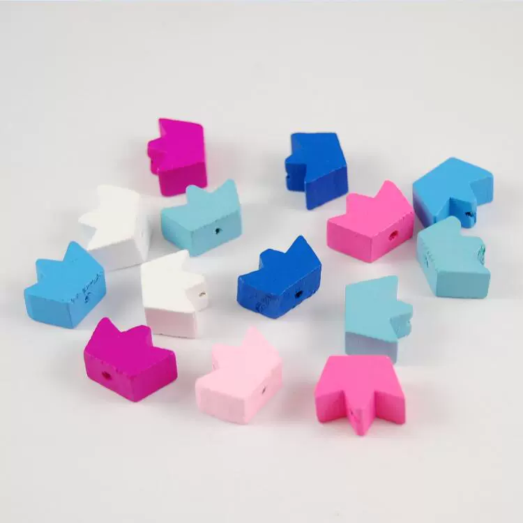 木质儿童趣味串珠 糖果色彩色木珠 皇冠散珠 项链饰品配件