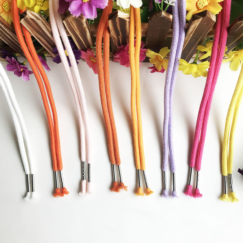 厂家直供5MM涤棉包芯圆绳 运动裤裤腰绳卫衣帽绳金属尾夹流苏绳头