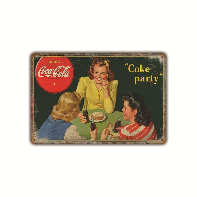 Безрамочная металлическая вывеска (Coca-Cola) ретро рекламный плакат, 20×30 см, винтажное декоративное украшение