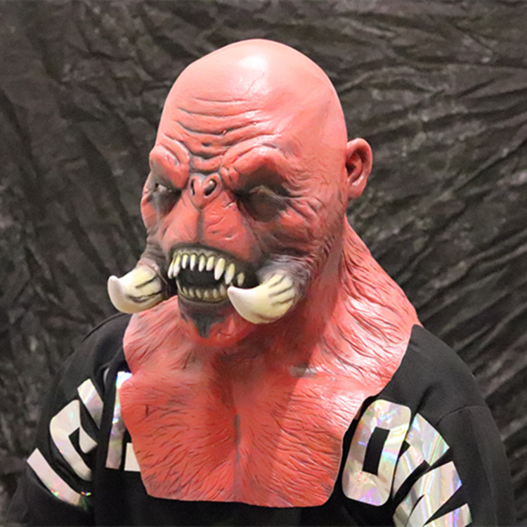 2020 nueva Máscara de Warcraft Halloween horror marfil colmillos bestia cabeza cubierta transfronteriza Venta caliente venta directa de fábrica