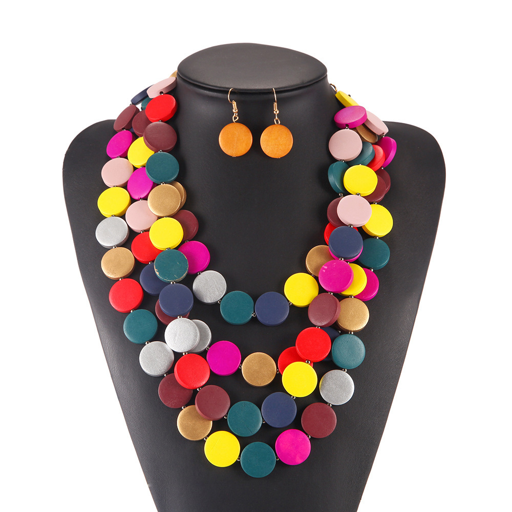 Bohemian wooden African style necklace s...