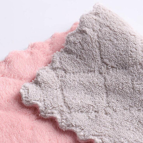 Double-sided thickened coral velvet household scouring pad, oil-free lazy rag, kitchen dish towel, composite water-absorbent cleaning