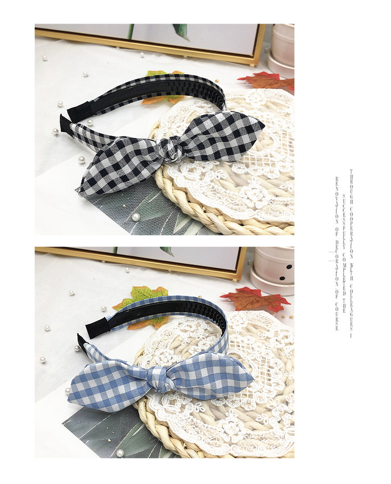 Korean New Lattice Toothed Non-slip Headband Student Ladies Sweet Bowknot Rabbit Ears Hair Accessories display picture 8