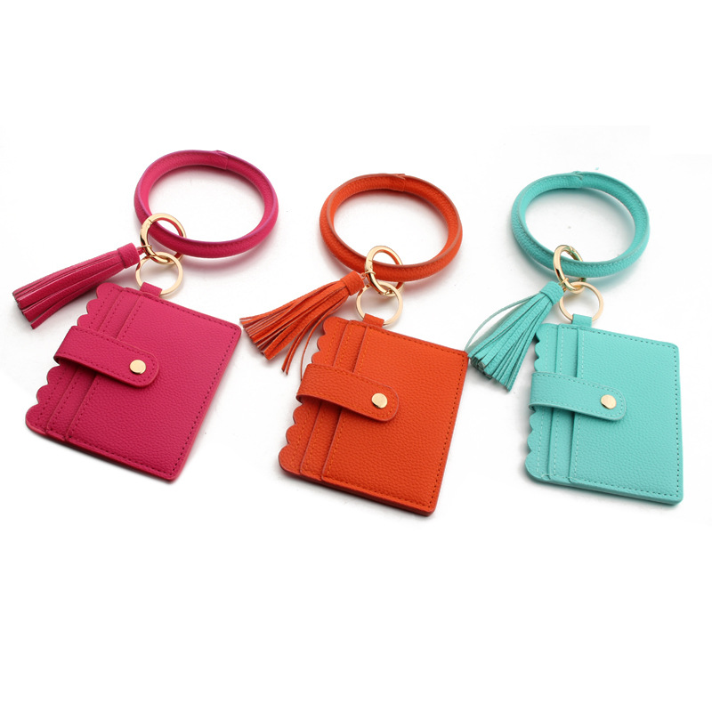 Fashion Solid Color Pu Leather Women's Bag Pendant Keychain 1 Piece display picture 4