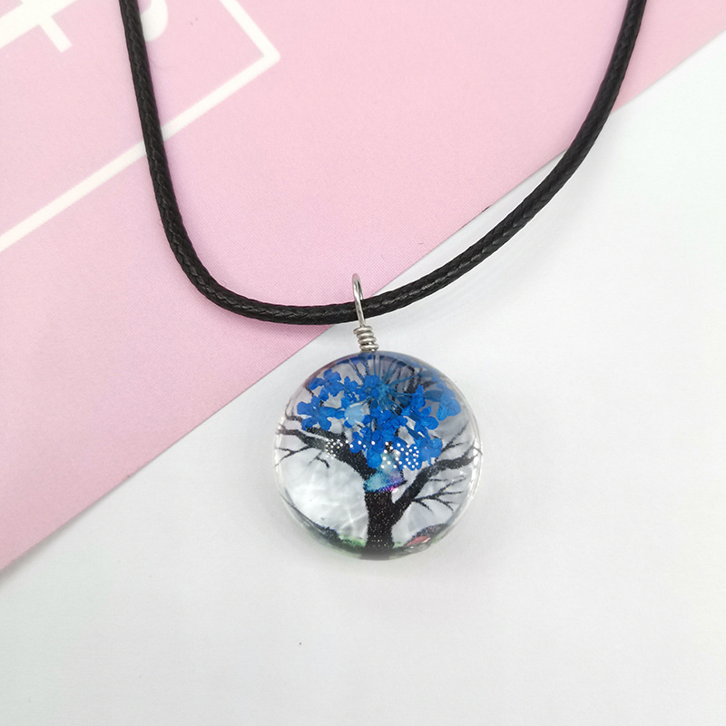 Pastoral Tree Glass Wax Rope Dried Flower Women's Pendant Necklace display picture 13