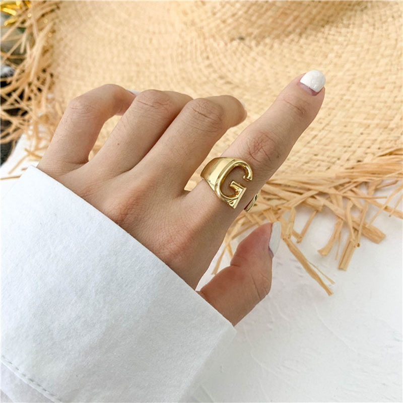 New 26 English Alphabet Ring Fashion Street Shooting Opening Adjustable Metal Ring Women display picture 25