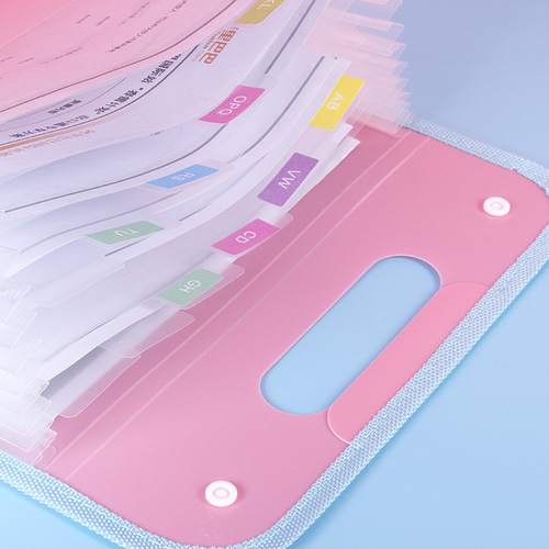 13-Grid Vertical Style Folder Handbag Accordion File Bag Card Album Student Exam Receipt Storage Office Supply Accordion Bag