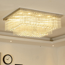 水晶燈客廳燈長方形簡約現代LED吸頂燈歐式大氣卧室燈具餐廳燈飾