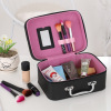 Waterproof capacious handheld cosmetic bag for traveling, polyurethane storage system