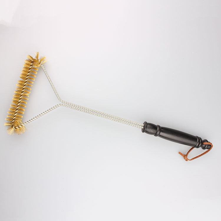 Directo de fábrica al aire libre barbacoa parrilla cepillo de limpieza mango largo de acero inoxidable en forma de Y cepillo de curling BARBACOA de alambre de cobre cepillo de barbacoa