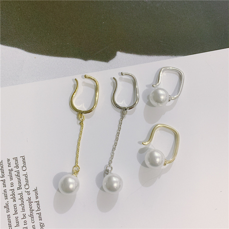 Du Sud Corée Dongdaemun Non Piercing Oreille Crochets Non-piercing Oreille Clip Boucles D'oreilles Perle Femelle Gland Asymétrique Oreille Goujons Cochléaire Clip display picture 4