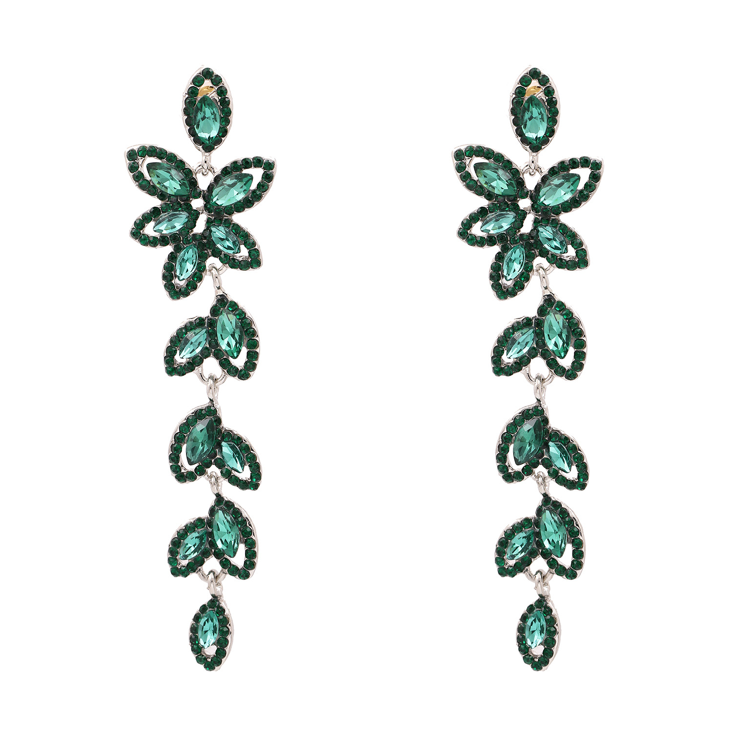 Boucles D&#39;oreilles Mode Modèles Créatifs Alliage Diamant Feuille Boucles D&#39;oreilles En Gros Nihaojewelry display picture 5