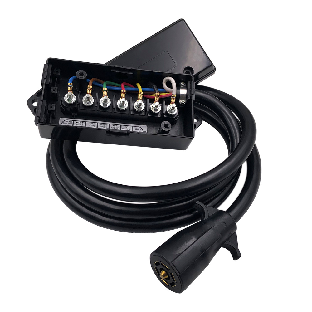 美式拖车7芯延长线卡车插头接线盒房车电源线插座防水连接器