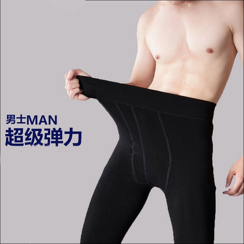 Tights, autumn and winter new men's trousers, velvet, thickened viscose cotton, tight-fitting, shaping men's nine-point waist-protecting leggings