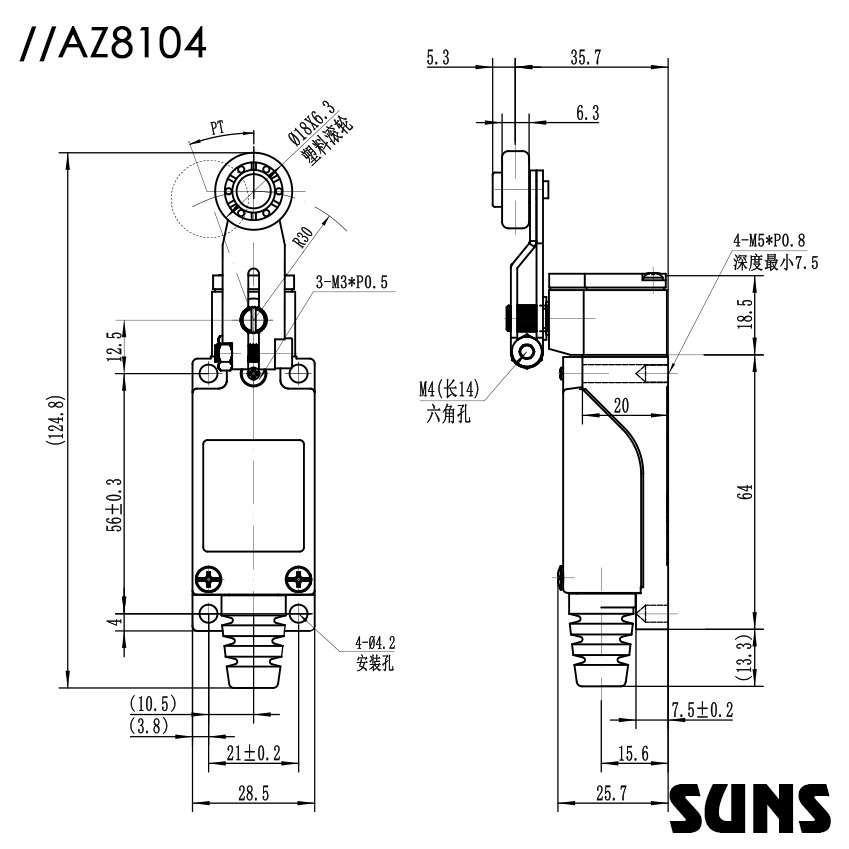 SUNSʵλAZ8104ͨλ Сװռг̿سߴͼ