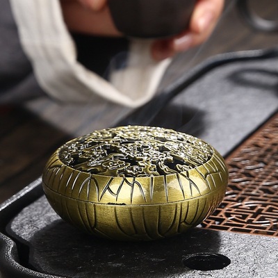 莲花香插合金盘香炉 多孔线香炉香座室内禅意香薰炉 多用香炉批发|ms
