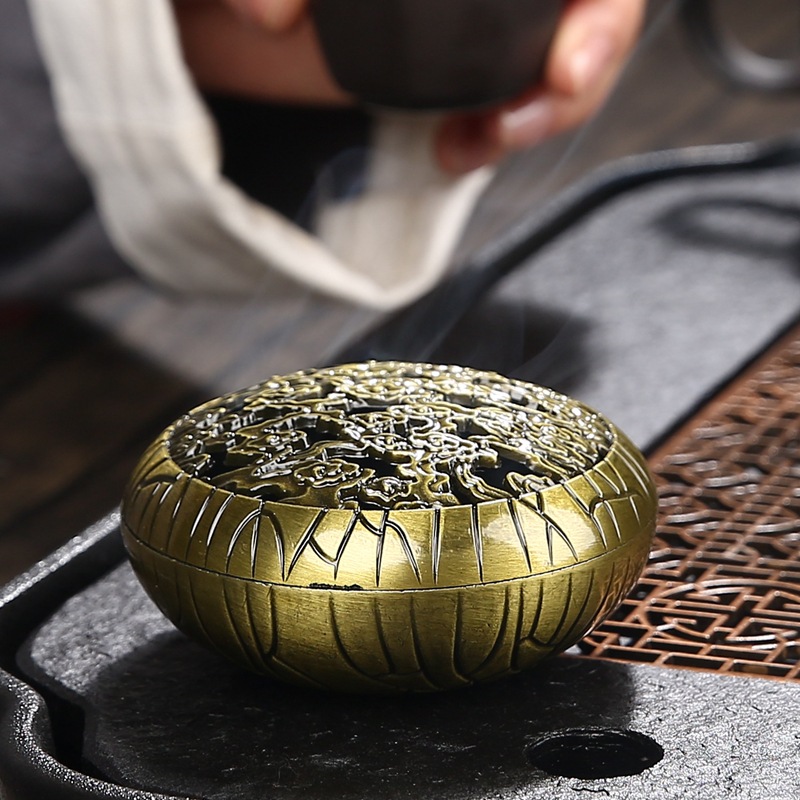 莲花香插合金盘香炉 多孔线香炉香座室内禅意香薰炉 多用香炉批发|ms