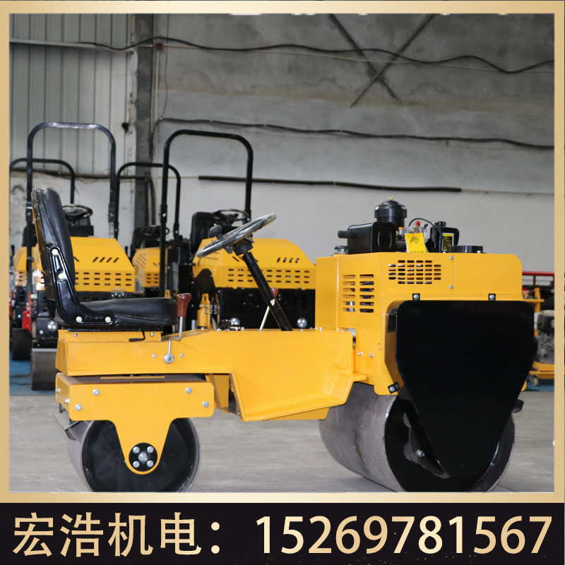 贴边压实小型双钢轮压路机 850座驾式手扶全液压压土机厂家