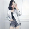 2020 spring clothes Korean Edition silvery leather clothing coat BF locomotive belt Lapel PU leather clothing Loose lady leather clothing