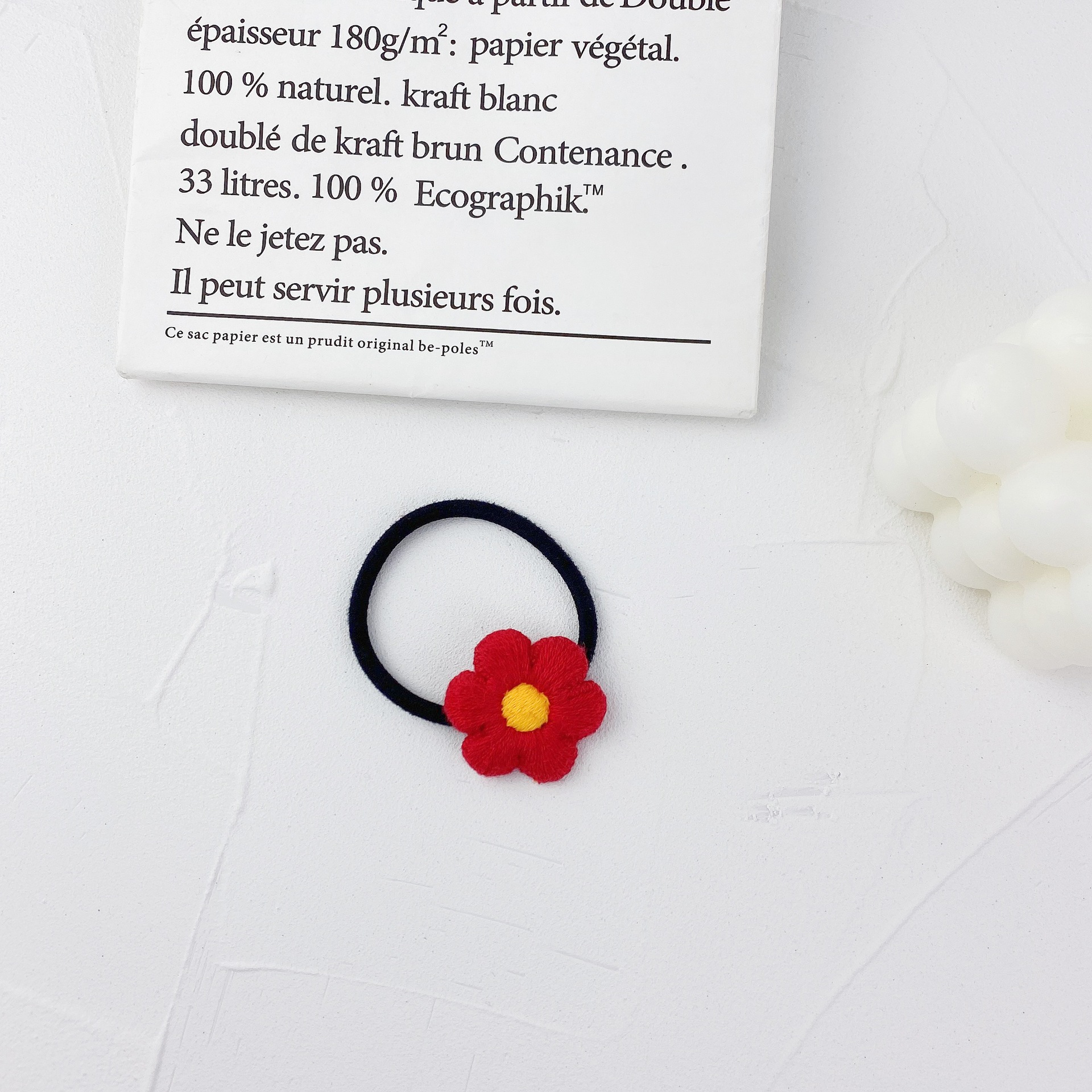 Ensemble De Bague De Cheveux Fleur Rouge Simple À La Mode display picture 6