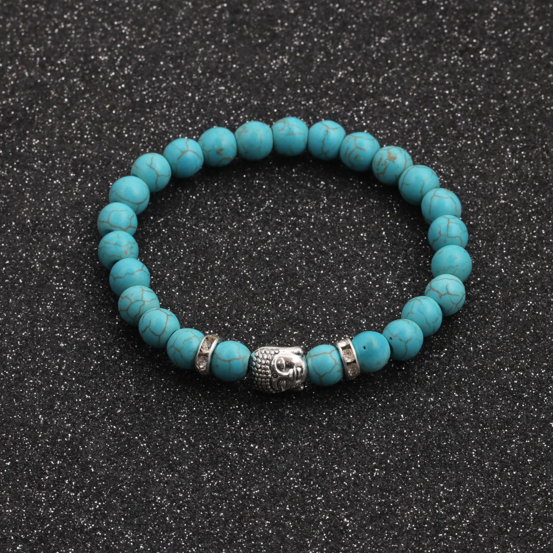 Hot-selling Fashion New 8mm Pine Lime Agate Buddha Head Bracelet For Women display picture 10