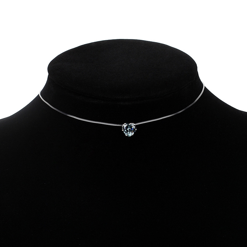 3g Weight Alloy Pendant Material Necklace Classification Fishing Line Chain Material Woven Chain Chain Type Travel Occasion Fishing Line Material Heart Shape Pattern Women'S Gender Simple Style Style Pink, Red, Green, Blue Color Simple Style Heart Shape Fishing Line Woven Chain Pendant Necklaces Wholesale 16