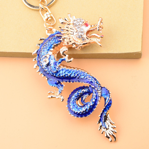 Chinese dragon keychain zinc alloy faucet shape creative totem Golden Zodiac Dragon and Zodiac Ornaments Accessories