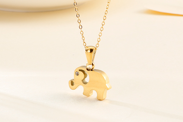 Stall Supply Korean Style Fashion Titanium Steel Diamond Elephant Fashion Earrings Necklace Small Se