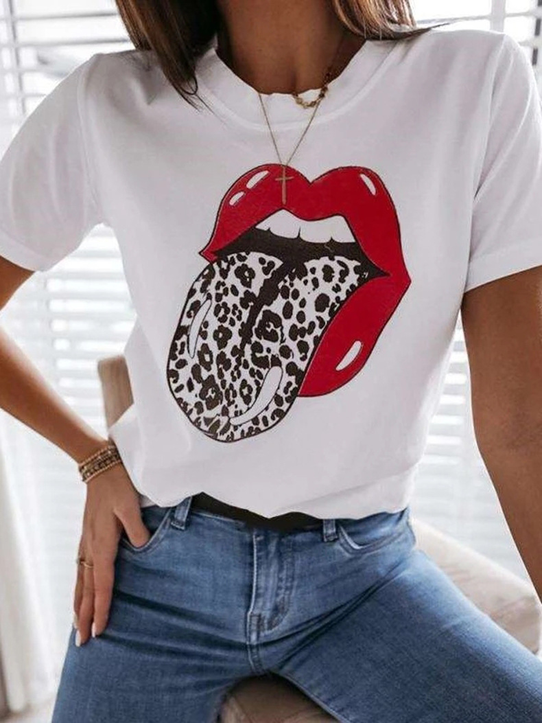 big lips print T-shirt  NSZH22136