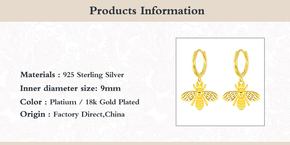 Women's Gender 1 Pair 18K Gold Plated 925 Sterling Silver Drop Earrings