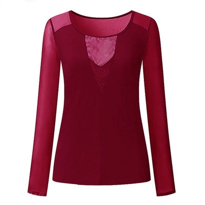 2019, европейская и американская сексуальная тонкая кружевная футболка с v-образным вырезом и длинными рукавами, сетчатая рубашка, прозрачный топ