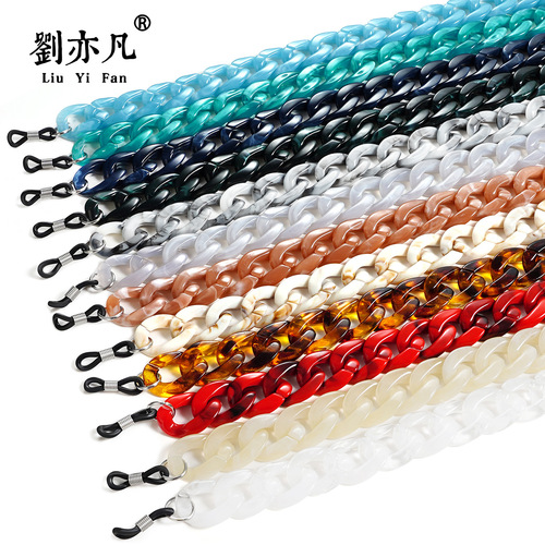 Glasses chain glasses chain anti-falling acrylic tortoise shell amber two-color concave shape glasses chain glasses rope