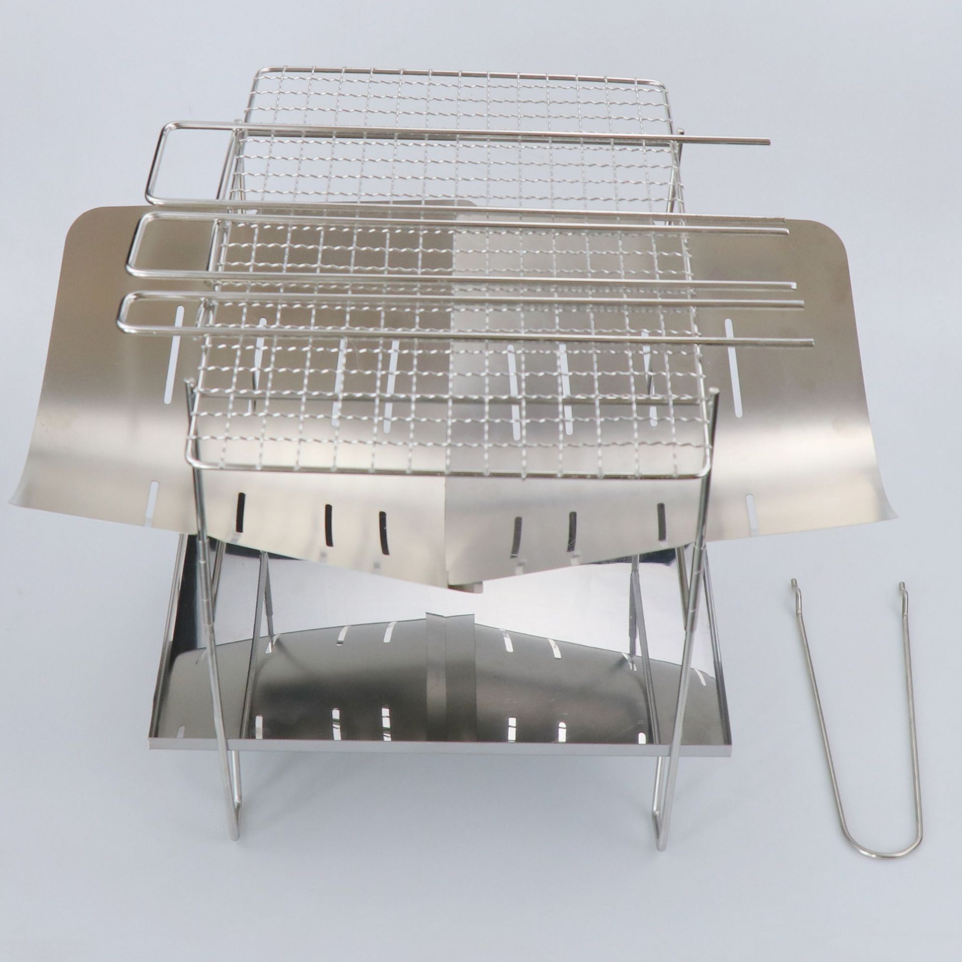 野营便捷烧烤炉 户外不锈钢柴火炉 野炊BBQ烧烤架 焚火炉 营火台