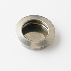 Stainless steel wire brushed round concealed handle for kitchen drawers and wardrobe hidden sliding doors, gold-colored door pulls