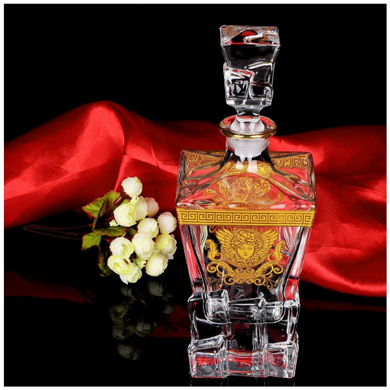 创意威士忌鸡尾酒加厚水晶玻璃xo洋酒瓶水晶玻璃酒樽磨砂口酒瓶塞