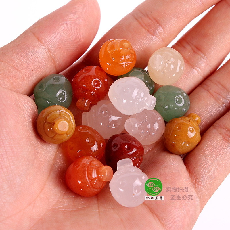天然新疆金丝玉戈壁玉东陵玉配饰 天然玉石小草莓DIY散珠批发|ru