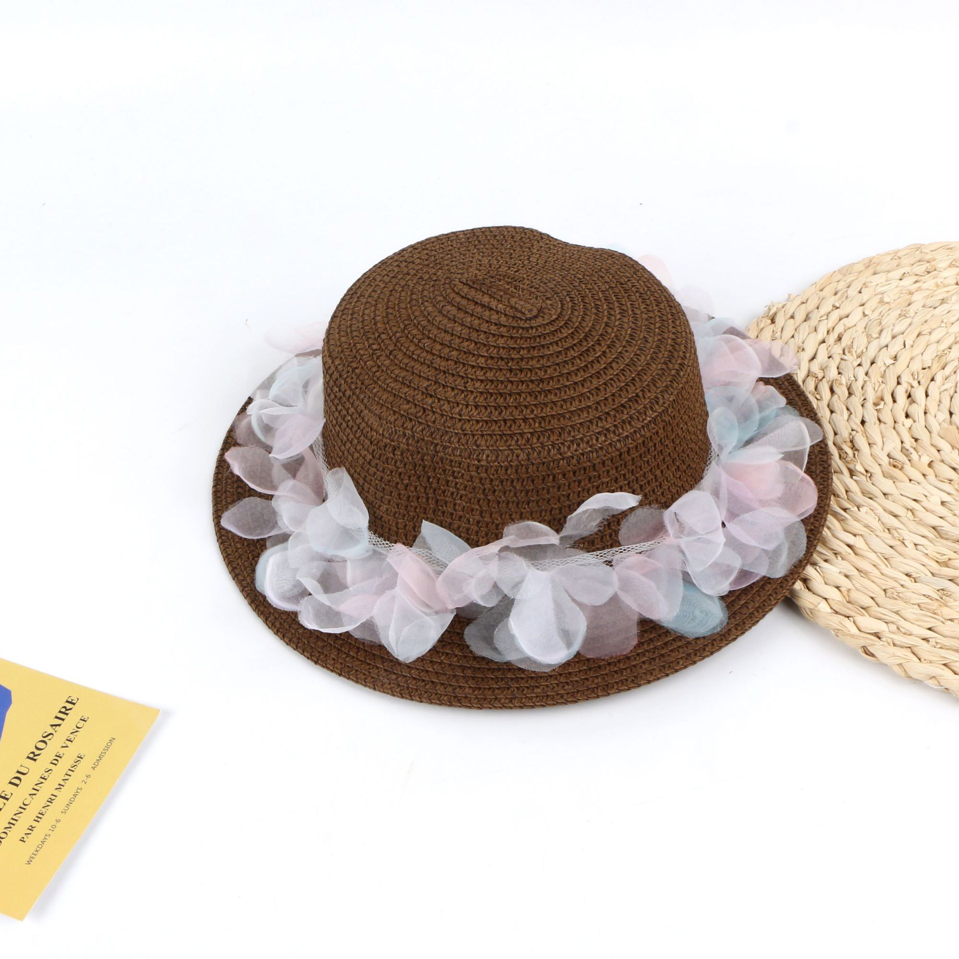 New Fashion Sunscreen Sun Straw Hat Bowknot Children Big Brim Sun Hat display picture 2