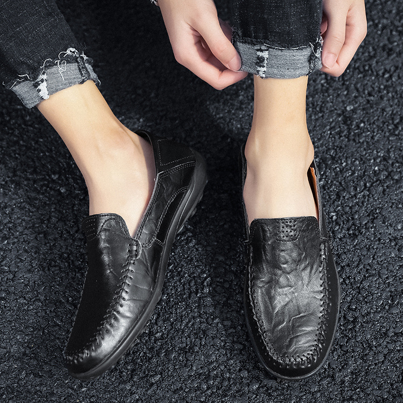 Herren Flache Sommerschuhe mit Metallschloss zum Reinschlüpfen, Faule Halbschuhe, lässige Mokassins, bequeme Fahrschuhe, Hochzeitsfeierschuhe_voghion.com