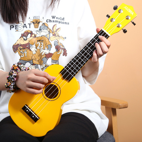 ALOHA 21-inch Basswood Ukulele Ukulele, Playable Instrument, Small Guitar, Factory Wholesale Logo Sticker